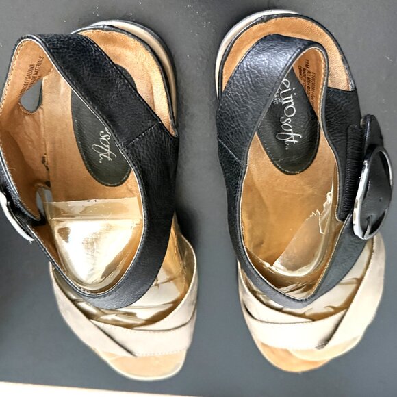 Euro Soft shoes Men's Leather Black Gold Sandals Size 11M - Picture 16 of 16